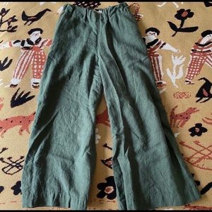 Lotte 100% Linen Trousers - pretty green color. Hand sewn in the US!